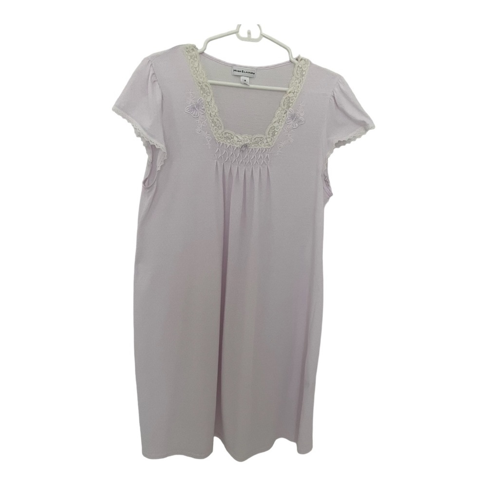 Miss Elaine Women’s Cap Sleeve Short Nightgown Pale Lilac Size Medium
